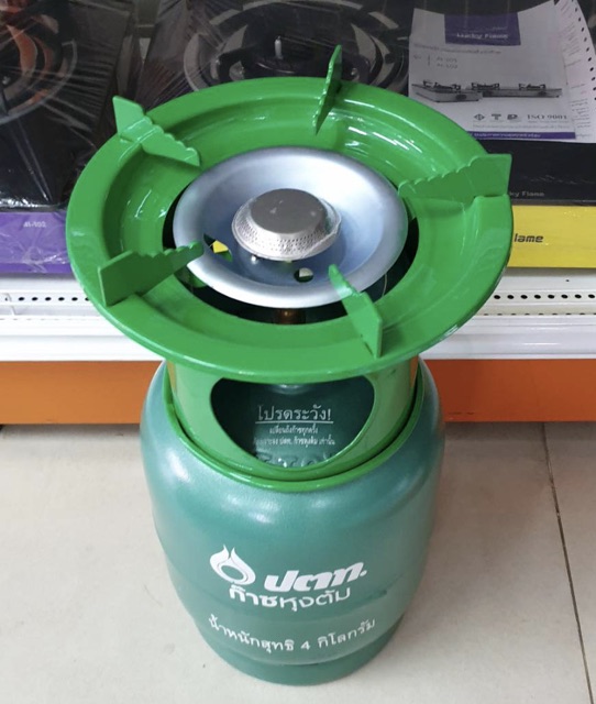 ถังแก๊สปิคนิค ของใหม่ มือ 1 ยี่ห้อ ปตท. จิ๋วแจ๋ว 4 กก. พร้อมหัวเตา โครงปิคนิค 2 in 1 บังลมในตัว ไม่รวมน้ำแก๊ส