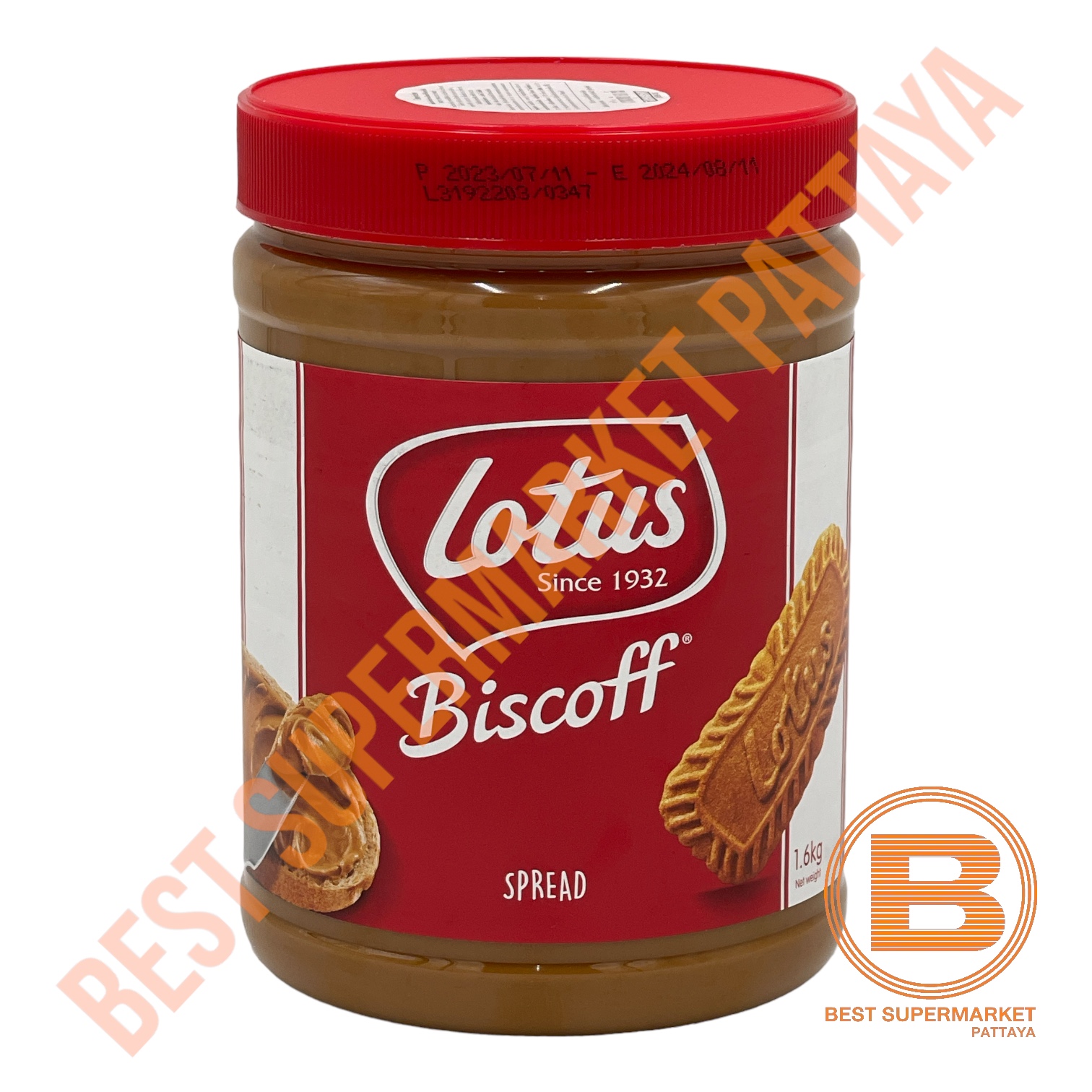 โลตัส บิสคอฟ สเปรด ผลิตภัณฑ์ทาขนมปัง 1600 กรัม Lotus Biscoff Spread 1600 g.
