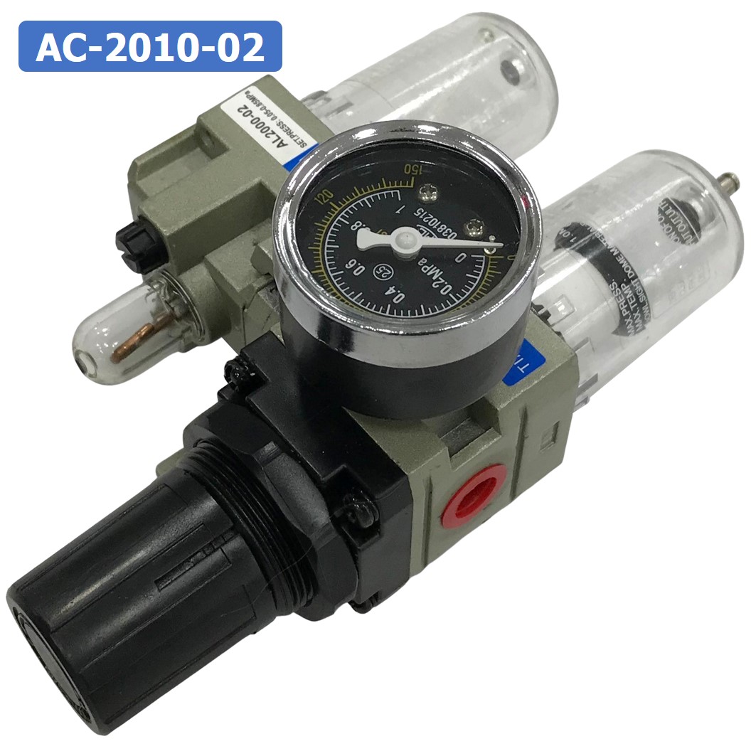 AC2010-02 ชุดกรองลมแบบ 2 ตอน Manual Drain FRL 2 Unit Combination Air Filter, Regulator & Lubricator TIANYU AC-2010-02