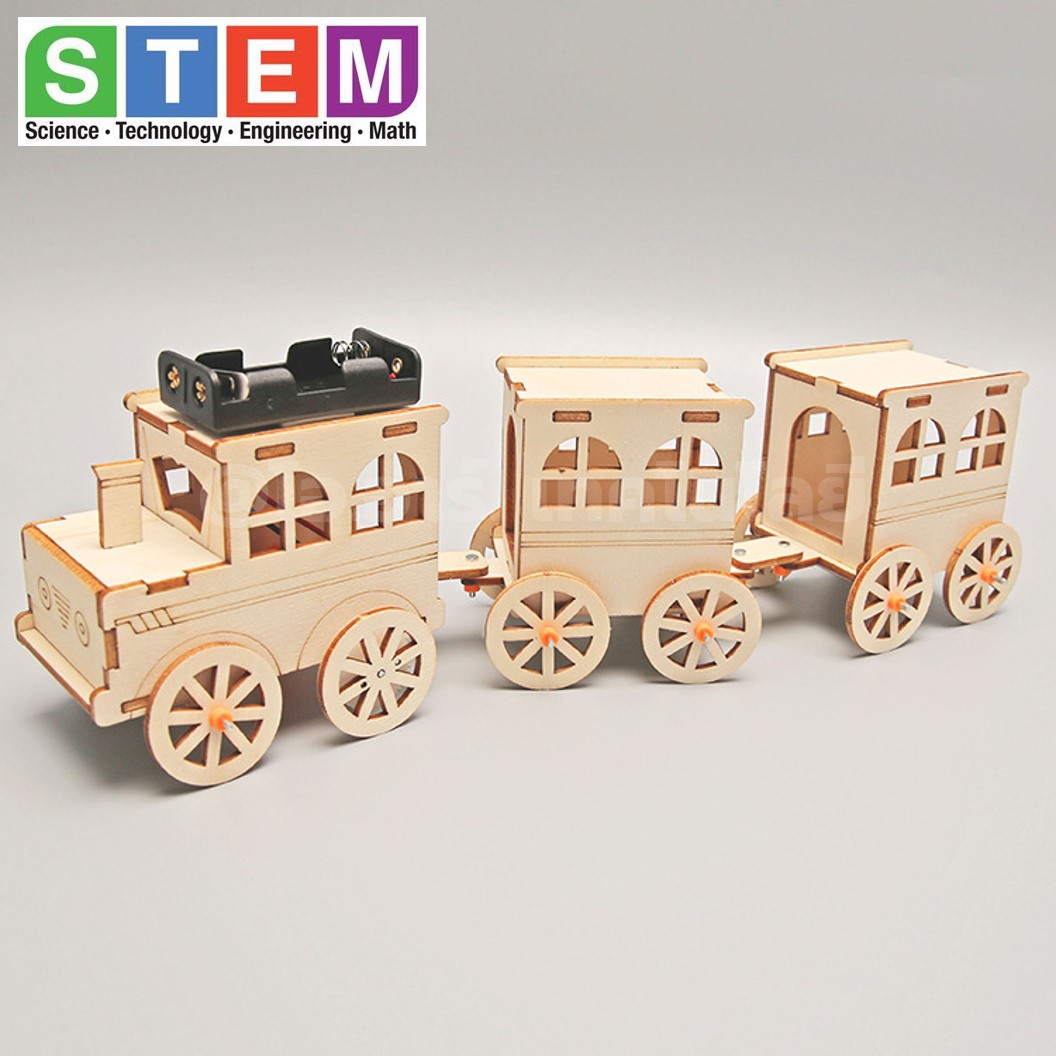 T-M339 ชุดประกอบไม้ รถไฟ รถไฟฟ้า Electric Train Wooden Kit STEM Education ของเล่นเสริมทักษะ ของเล่นไม้