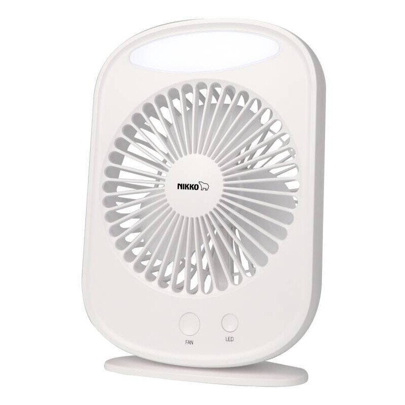 NIKKO พัดลมชาร์จไฟอเนกประสงค์ พกพาสะดวก พร้อมไฟ LED ปรับได้ 3 ระดับ รุ่น NKMF-L2895