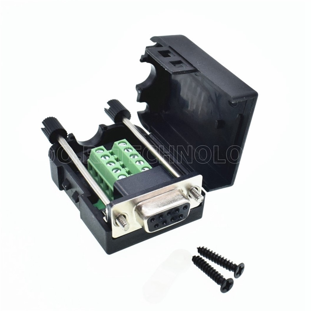 (1ชิ้น) NC325 หัวแปลง ตัวเมีย แบบมีที่หุ้ม DB9/RS232/RS485/9 pin/9 hole DB9 RS232/485 9pin Terminal Female Screw with Shell and Screw