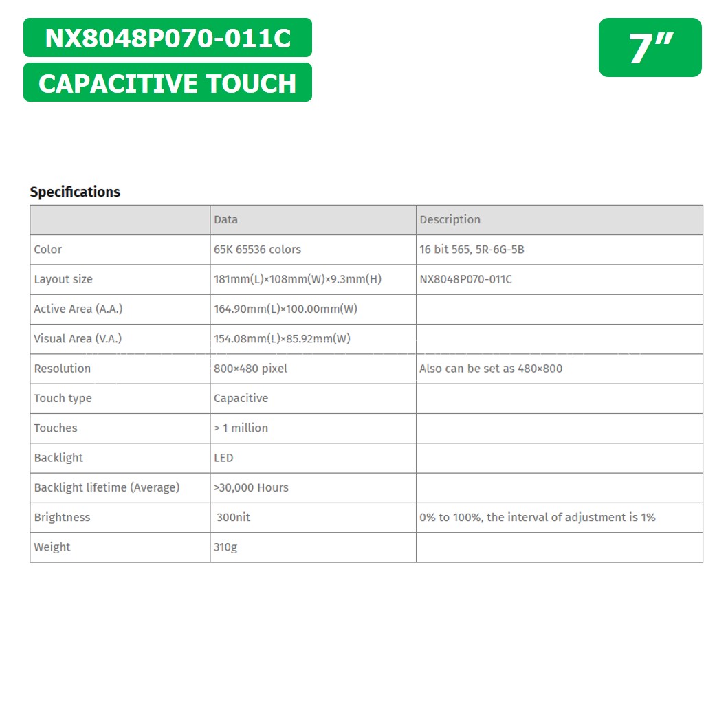 AA647 หน้าจอ Nextion NX8048P070-011C 7 Inch 65K Capacitive Touch Screen Man machine Interface HMI Kernel Enhanced Version หน้าจอสัมผัส
