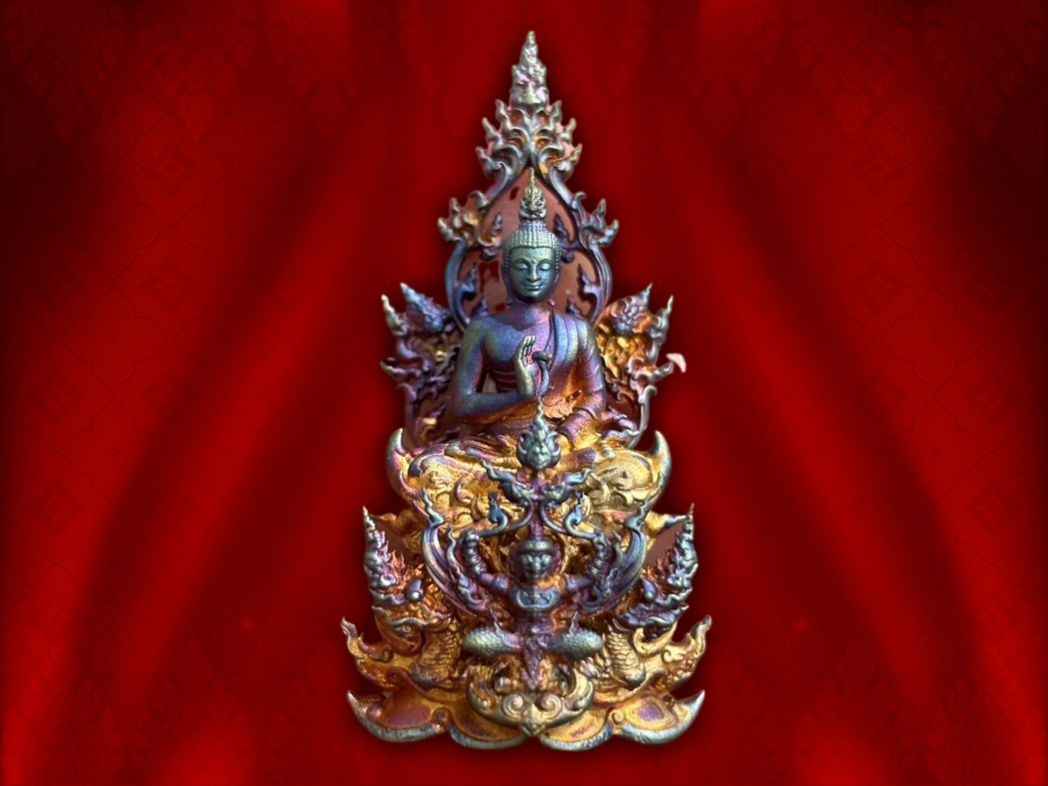 พระกริ่งพระพุทธราชสวัสดิ์มงคล เนื้อนวะโลหะผิวประกายรุ้ง ปี 2567 พร้อมกล่อง ใบเซอร์พร้อมลายเซ็นกำกับอาจารย์เฉลิมชัย โฆสิตพิพัฒน์ ออกแบบหมายเลขประจำองค์พระ No.28798 จัดสร้างจำนวน 30,000 องค์ เท่านั้น พิธีพุทธาภิเษก เมื่อ 27 มกราคม 2567 ณ วัดหน้าพระเมรุ จ.พร