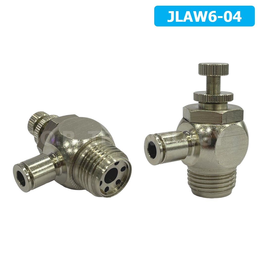 (1ชิ้น) JLAW6-04 ข้อต่อลมสแตนเลส ข้อต่อปรับลม งอ STAINLESS Air Flow Speed Controller ควบคุมความเร็วลม Speed Control valve JLAW JSL