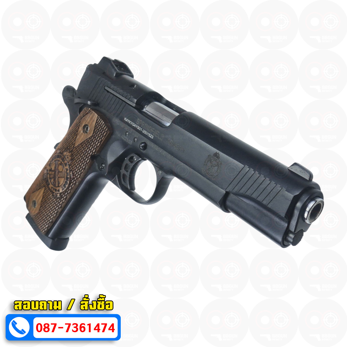 แบลงค์กัน KUZEY M1911-A1 SPRINGFIELD ARMORY สีดำ 5 นิ้ว blank gun ด้ามไม้