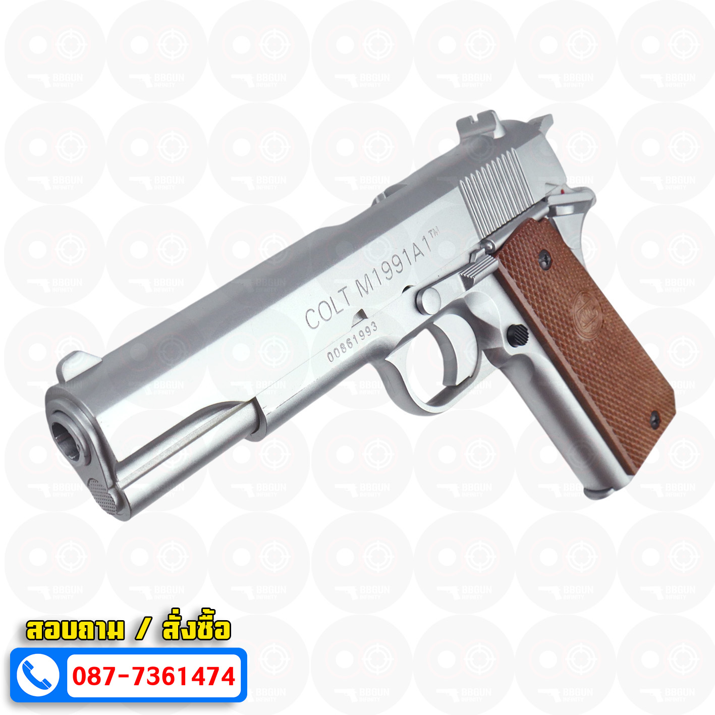 ปืนอัดลมสปริงชักยิงไต้หวัน KWC Colt M1991 A1 Spring Pistol