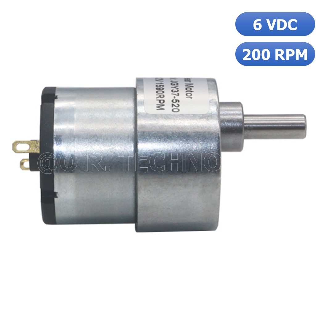 (1ชิ้น) JB008 มอเตอร์ มอเตอร์เกียร์ มอเตอร์อเนกประสงค์ ทอร์กสูง JGB37-520 JGB-520 Motor gear DC6V ความเร็วรอบ 200RPM/MIN (แกนขนาด 6mm, Shaft D)