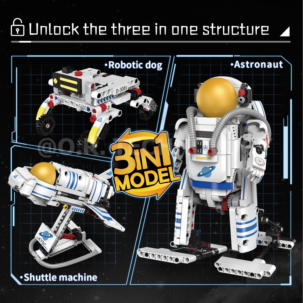 KEEYEE WORLD K96166 ชุดเรียนรู้ เสริมทักษะ 3 in 1 Variable Astronaut ตัวต่อ STEAM Educational Programmable Robot Kit Building Block