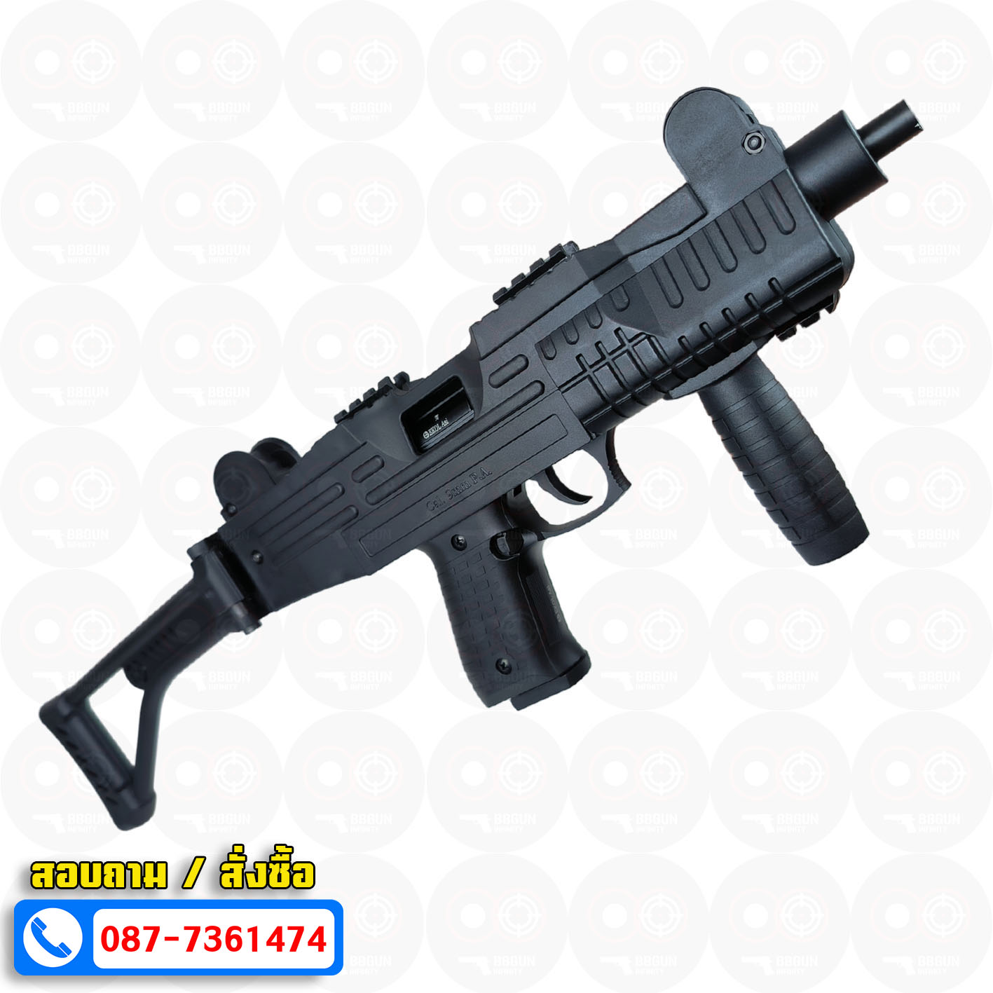 แบลงค์กัน อูซี่ EKOL ASI UZI Semi - Full Auto 9 mm. P.A.K. Blank gun สีดำ (แถม 2 แม็กกาซีน)