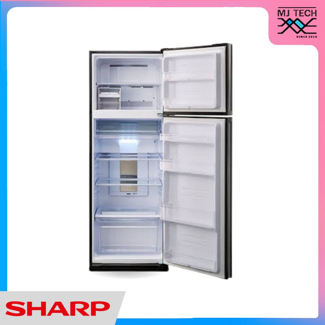 SHARP ตู้เย็น 2 ประตูหน้ากระจก Inverter ขนาด 14.4 คิว รุ่น SJ-X410GP-BK
