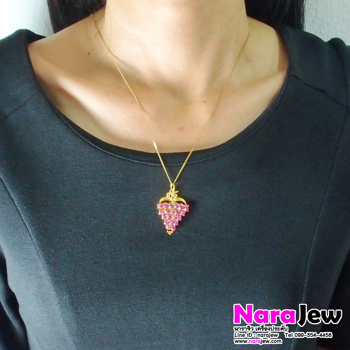 จี้ทับทิมแท้ จี้พวงองุ่น งานเก่า สวยคลาสิค