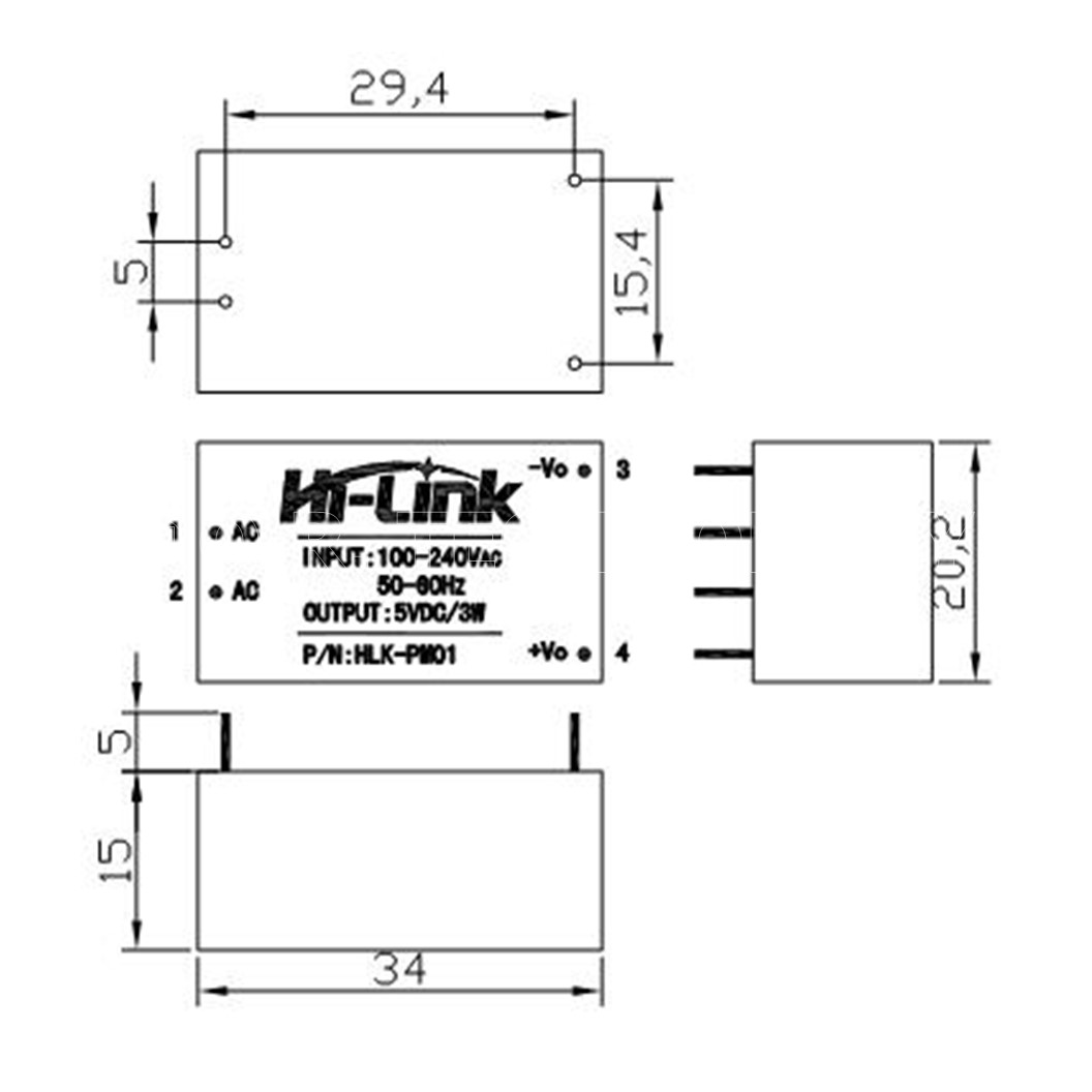 Hi-Link โมดูลแปลงไฟ AC220V to DC3.3V/5V/12V/24V 3W/5W HLK-PM01/03/12/24 AC-DC HiLink Switching Power Supply Module HLK-5M05/12