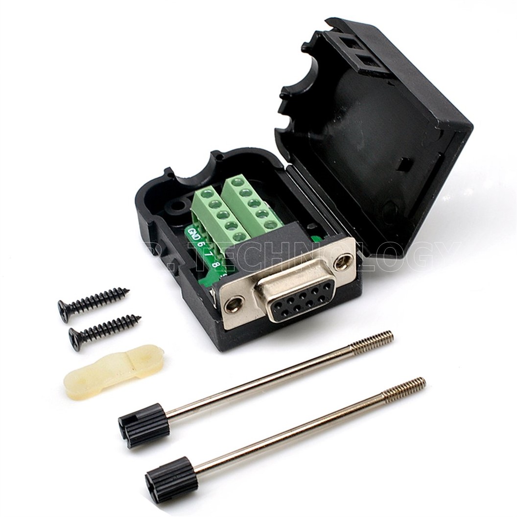 (1ชิ้น) NC325 หัวแปลง ตัวเมีย แบบมีที่หุ้ม DB9/RS232/RS485/9 pin/9 hole DB9 RS232/485 9pin Terminal Female Screw with Shell and Screw