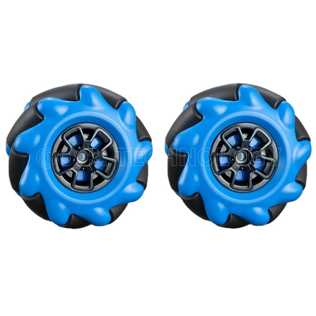 (1ชุด มี 2ล้อ-ซ้าย,ขวา) AD148 ชุดล้อ แมคคานัม ล้อหมุนรอบทิศทาง ขนาด 60MM-K สีน้ำเงิน (ไม่รวม แกนล้อ) Blue Mecanum Wheel 60MM-K (Not include couplings)