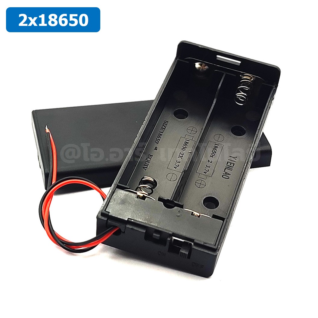 BH-18650x2C รางถ่าน 18650 2 ก้อน 7.4V แบบมีฝาปิด Battery Holder 2x18650 for Arduino