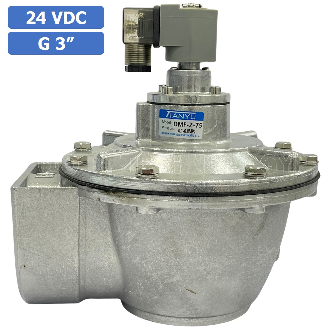 (1ชิ้น) DMF-Z-75 24VDC วาล์วพัลส์ดักฝุ่น อลูมิเนียม 2 Way Right Angle Solenoid Pulse Valve Aluminum Alloy Dust Collector