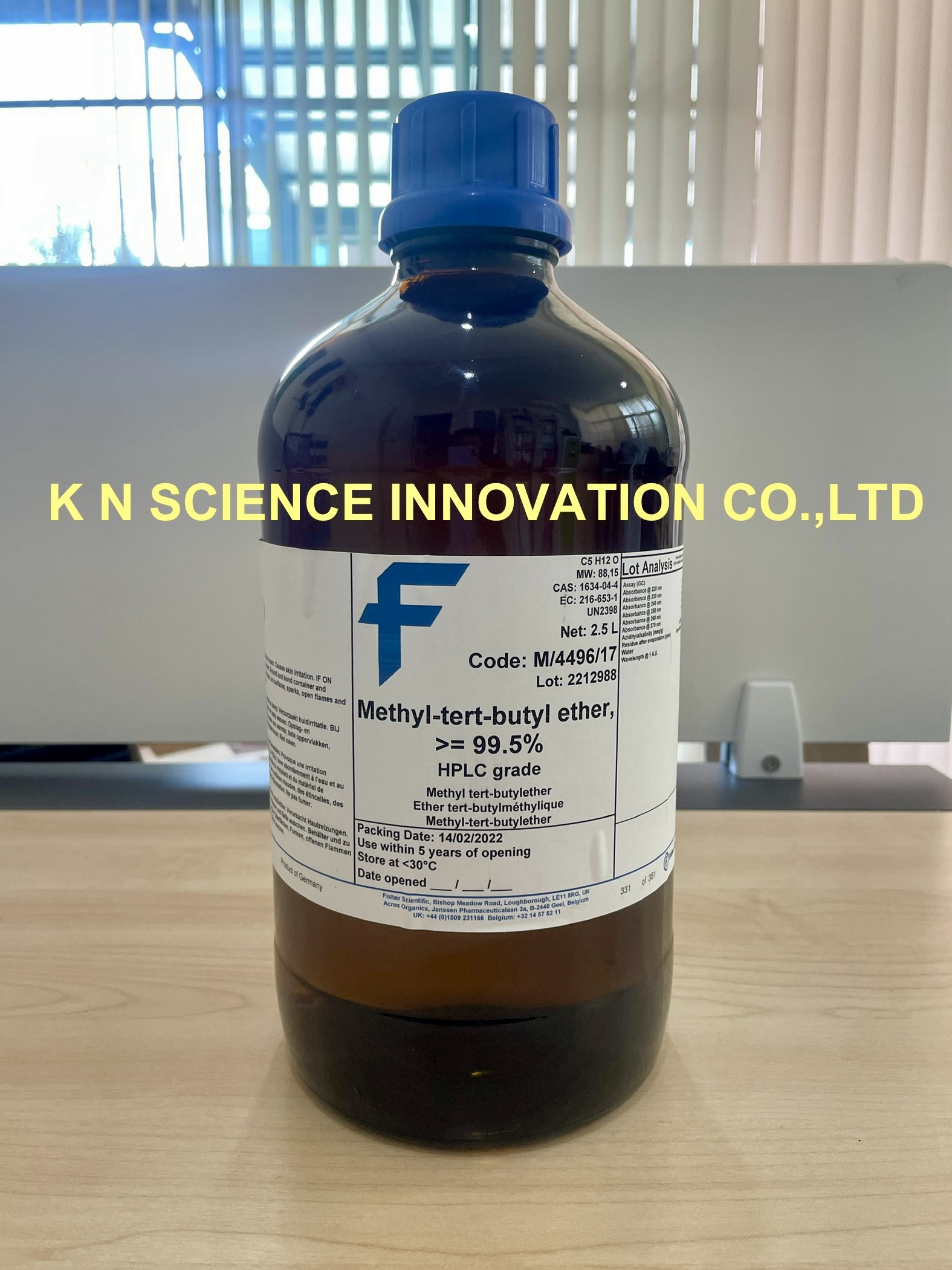 Methyl tert-Butyl Ether, HPLC (Tert-Butyl Methyl Ether, MTBE) ,2.5 L , Fisher Chemical™ M/4496/17