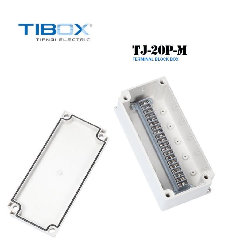 TIBOX TJ-30P-M กล่องเทอร์มินอลบล็อก (ABS Terminal Block Box IP66) 30Pole 10A Size : 200x200x95 mm.
