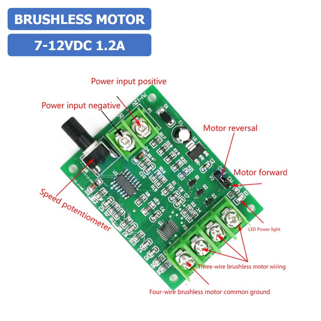 (1ชิ้น) AH054 ตัวขับมอเตอร์ไร้แปลงถ่าน DC 7V-12VDC 1.2A Brushless Motor Driver Controller Board For Hard Drive Motor 3/4 Wire