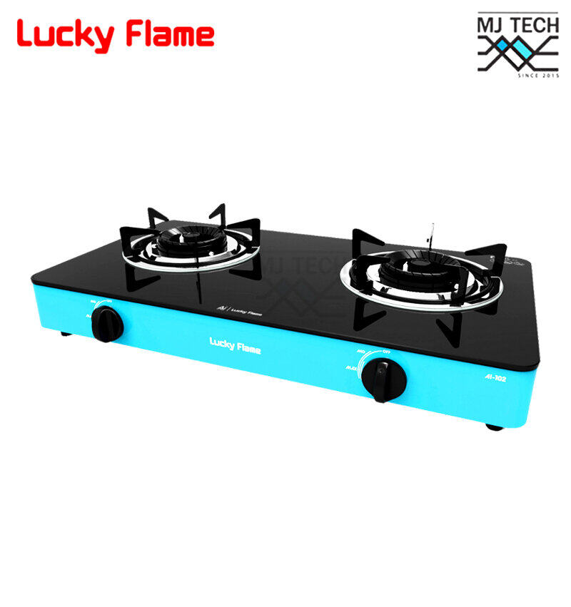 LUCKY FLAME เตาแก๊สตั้งโต๊ะ 2 หัวเตา หน้ากระจก รุ่น AI-102