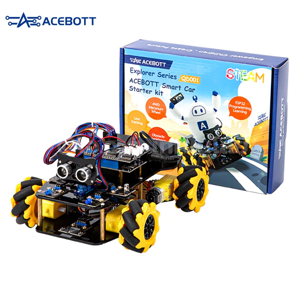 QD001 ACEBOTT ESP32 4WD Mecanum Wheel Smart Robot Car kit for Arduino ชุดหุ่นยนต์ รถแมคคานัม ESP32 STEAM Programming