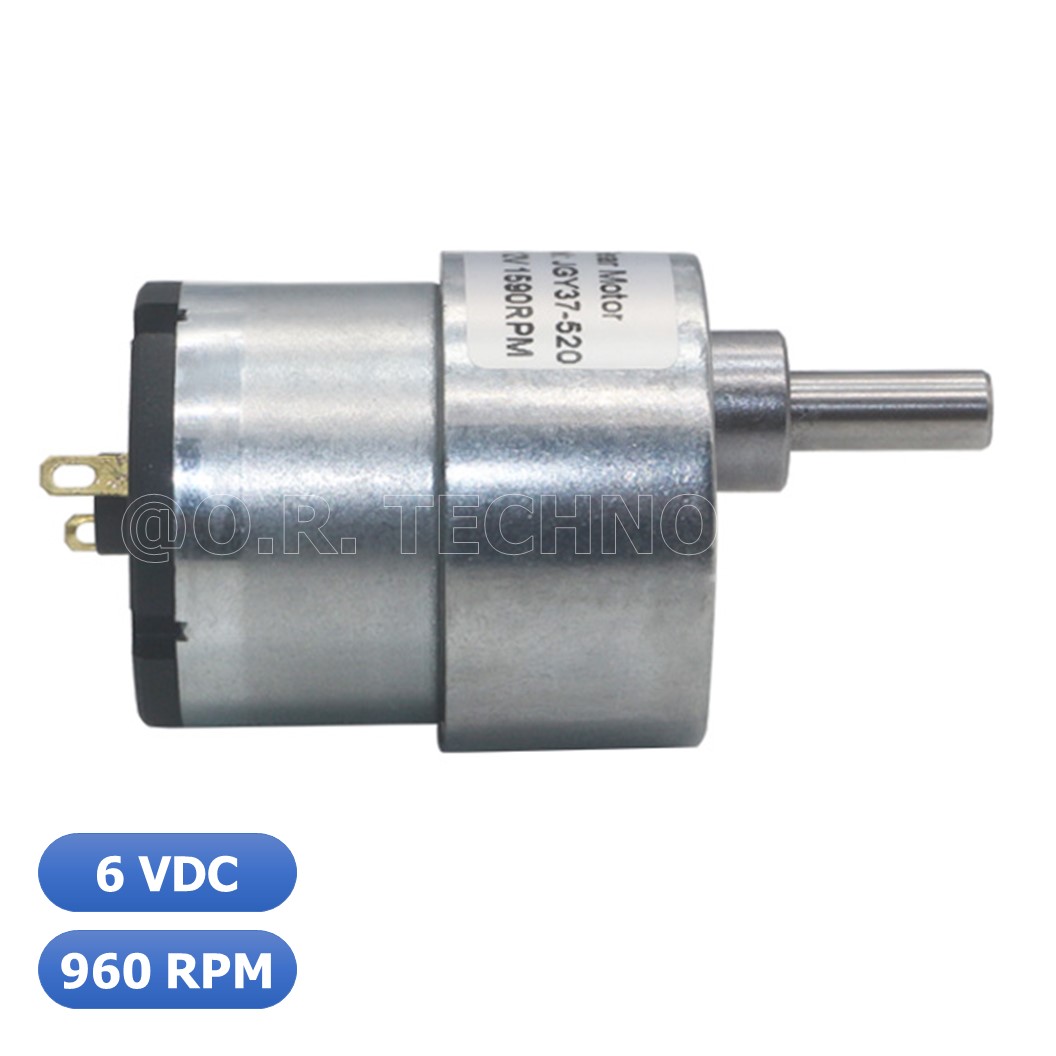 (1ชิ้น) JB011 มอเตอร์ มอเตอร์เกียร์ มอเตอร์อเนกประสงค์ ทอร์กสูง JGB37-520 JGB-520 Motor gear DC6V ความเร็วรอบ 960RPM/MIN (แกนขนาด 6mm, Shaft D)