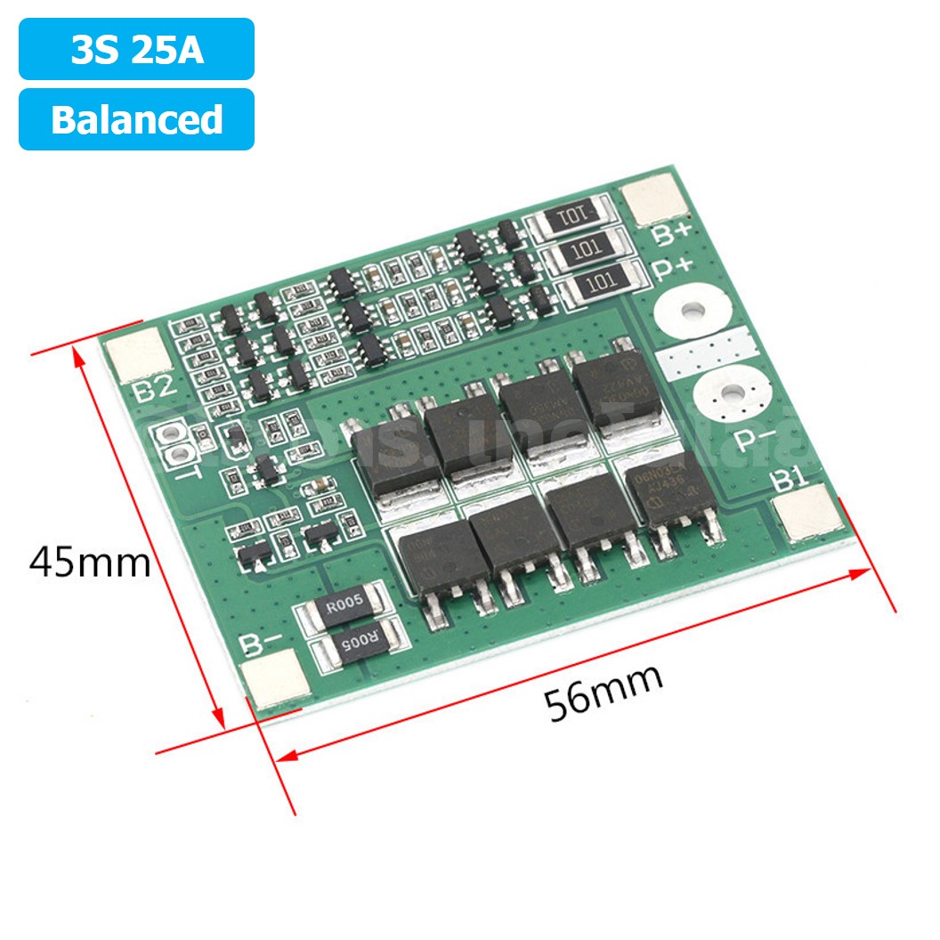 CM632 3S 25A Balanced โมดูลชาร์จแบตเตอรี่ BMS 3-Series 25A 18650 Lithium Battery Protection Module แบตลิเธียม