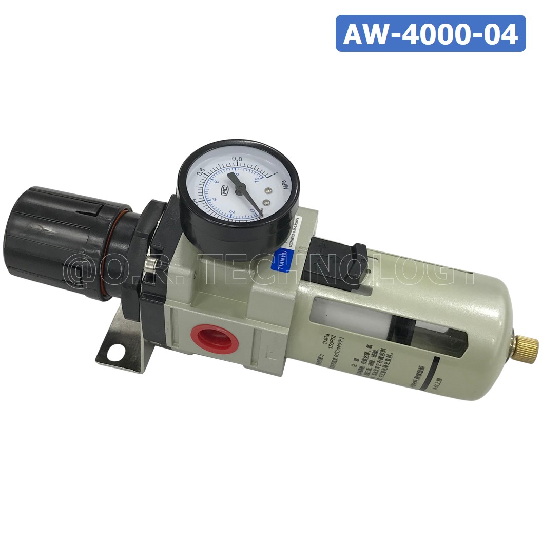 AW4000-04 ชุดกรองลมปรับแรงดัน Manual Drain AW Pneumatic Combination Air Filter Regulator TIANYU AW-4000-04