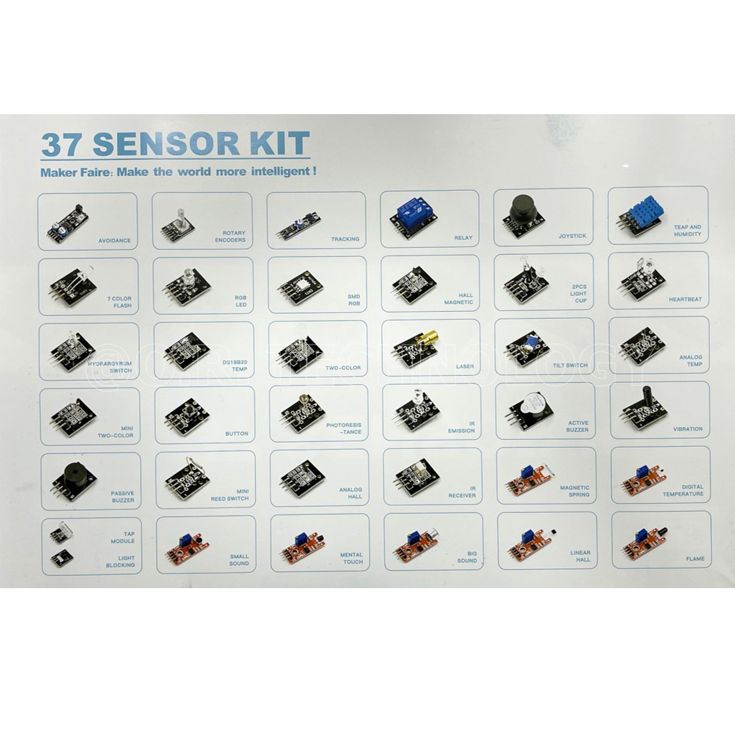 (1ชิ้น) AE002 ชุดเรียนรู้ ชุดเซนเซอร์ 37 ชนิด ชุดเริ่มต้นเรียนรู้ 37 Sensor module kit for Arduino Starter kit 37 in 1