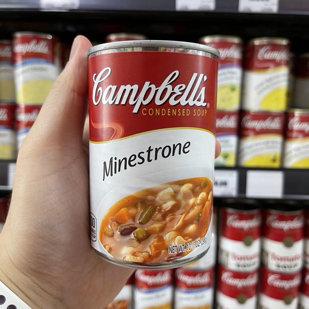 แคมเบลล์ ซุปผักและมะกะโรนี (มิเนสโตรเน่) น้ำหนักสุทธิ 298 กรัม Campbell's Condensed Soup Minestrone 298g.