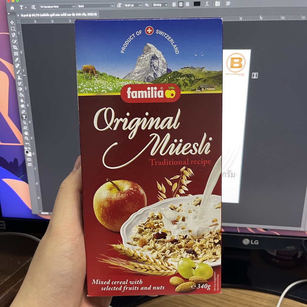 แฟมิเลีย มูสลี ผสม ผลไม้ และ นัต 340 กรัม Familia Original Muesli Traditional Recipe 340 g.