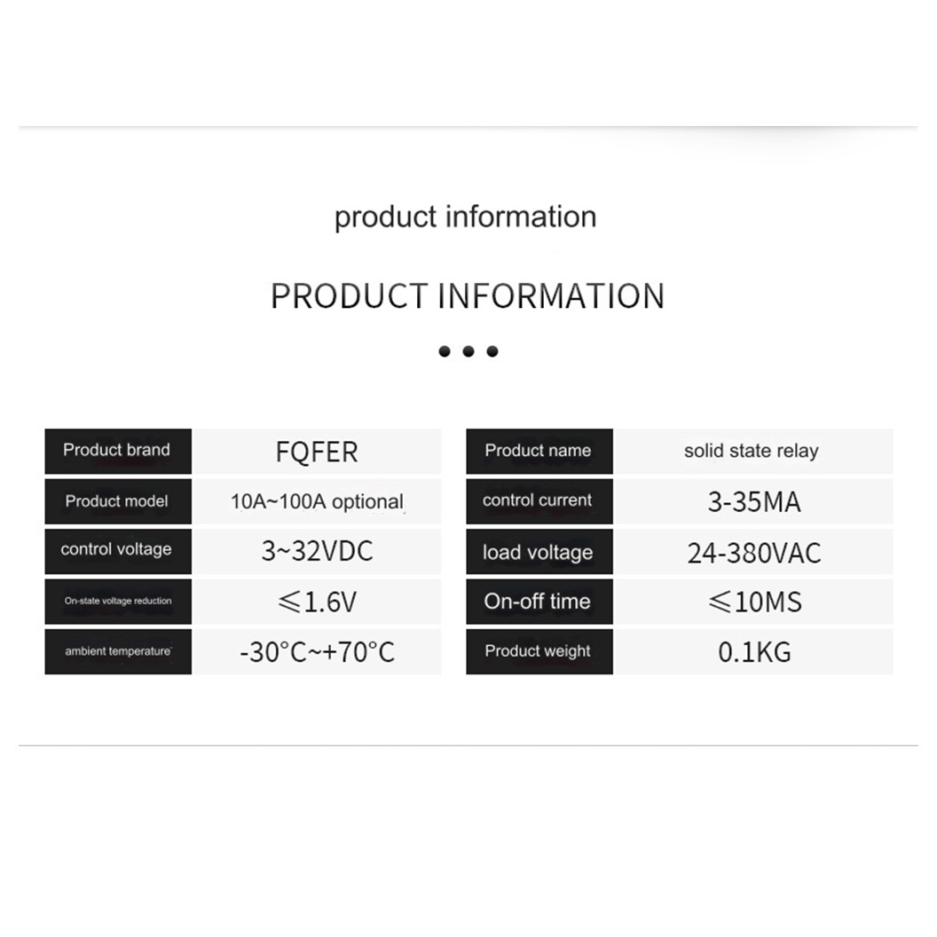 SSR-10-100DA โซลิดสเตทรีเลย์ Solid State Relay INPUT Voltage 3-32VDC, OUTPUT Voltage 24-380VAC 10-100A