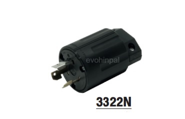 3322N AMERICAN DENKI ปลั๊กตัวผู้ขาล็อก 3P(3P,3W GND) 30A 250V