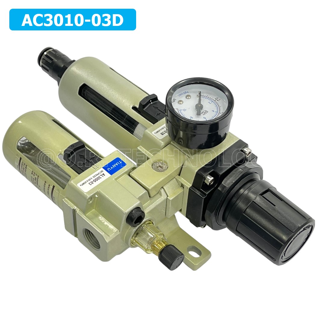 (1ชิ้น) AC3010-03D ชุดกรองลมแบบ 2 ตอน Auto Drain FRL 2 Unit Air Filter, Regulator & Lubricator TIANYU AC (AW+AL) แบบระบายน้ำอัตโนมัติ
