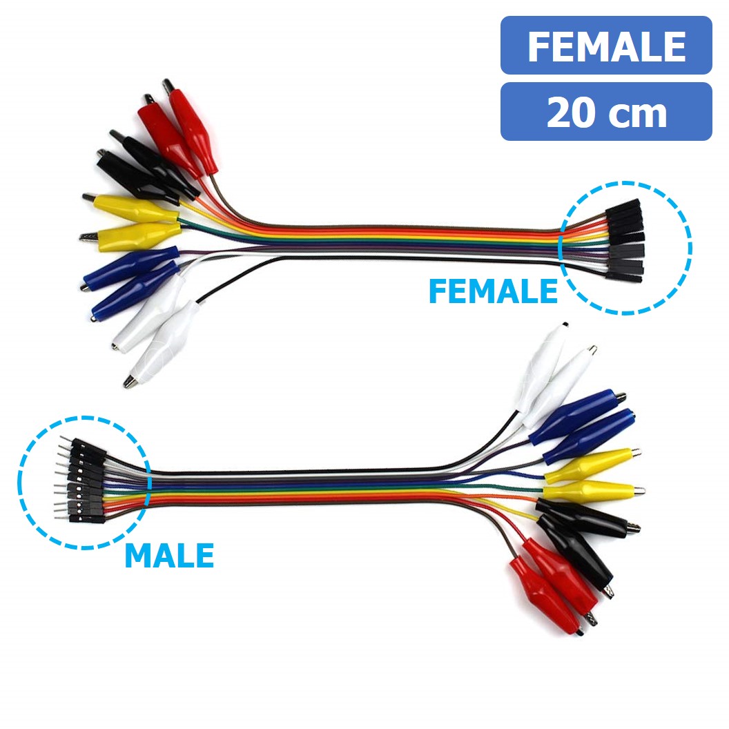 (1ชิ้น) AF019 สายแพ-ปากคีบ ตัวเมีย ความยาว 20cm 10Pin Alligator Clip to Dupont Line Female สายจั๊มเปอร์ Jumper