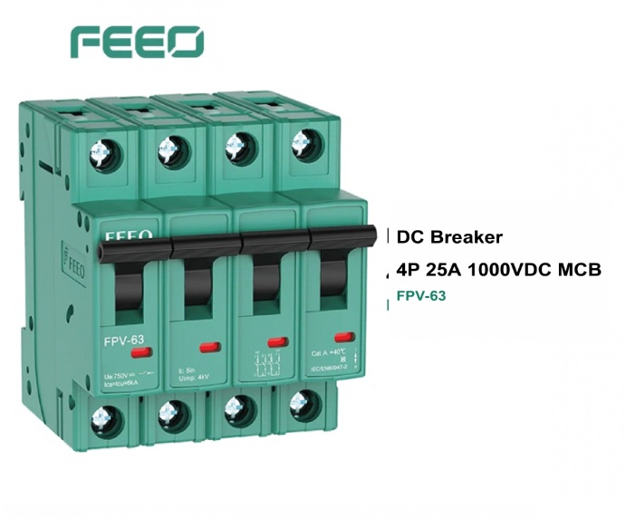 FPV-63 DC Breaker 4P 25A 1000VDC MCB (FPV-63)"FEEO"