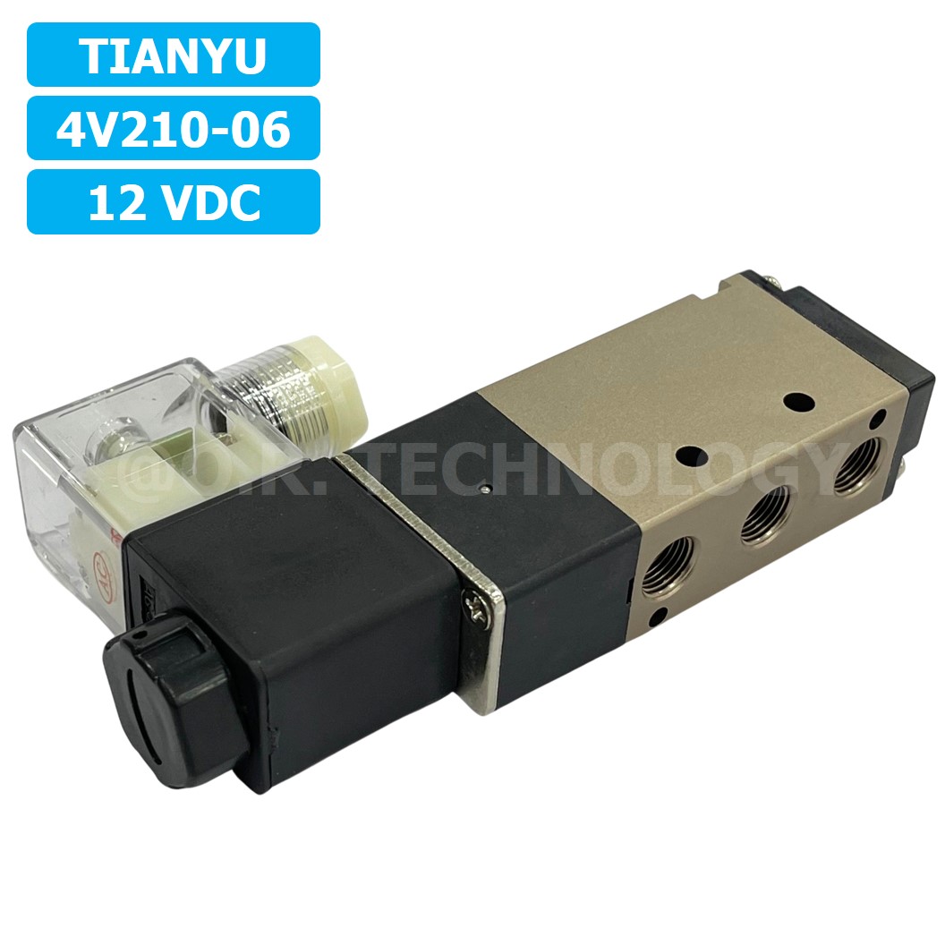 4V210-06 12VDC โซลินอยด์วาล์ว คอยล์ 1 ข้าง 5/2 Single coil Solenoid Valve Pneumatic TIANYU 4V-210-06