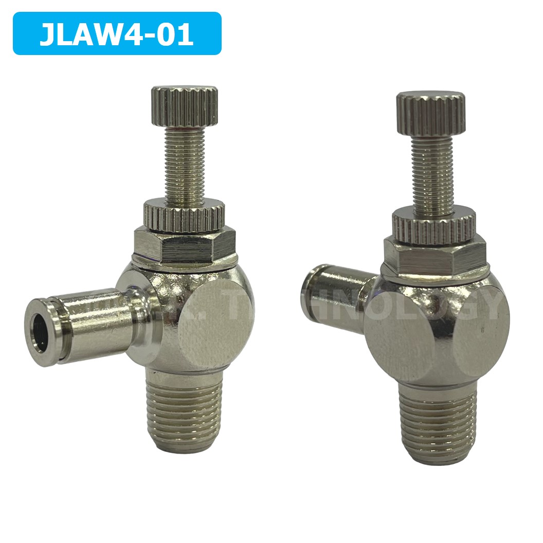(1ชิ้น) JLAW4-01 ข้อต่อลมสแตนเลส ข้อต่อปรับลม งอ STAINLESS Air Flow Speed Controller ควบคุมความเร็วลม Speed Control valve JLAW JSL