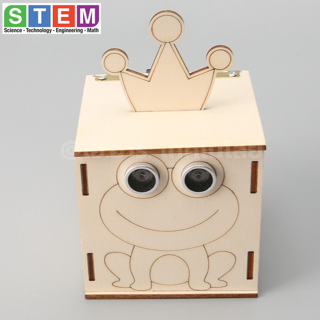 T-M228 ชุดประกอบไม้ ถังขยะอัตโนมัติ Automatic Bin เปิด-ปิด อัตโนมัติ Wooden Kit STEM Education ของเล่นเสริมทักษะ เสริมพัฒนาการ ชุดประกอบถังขยะเปิดปิด