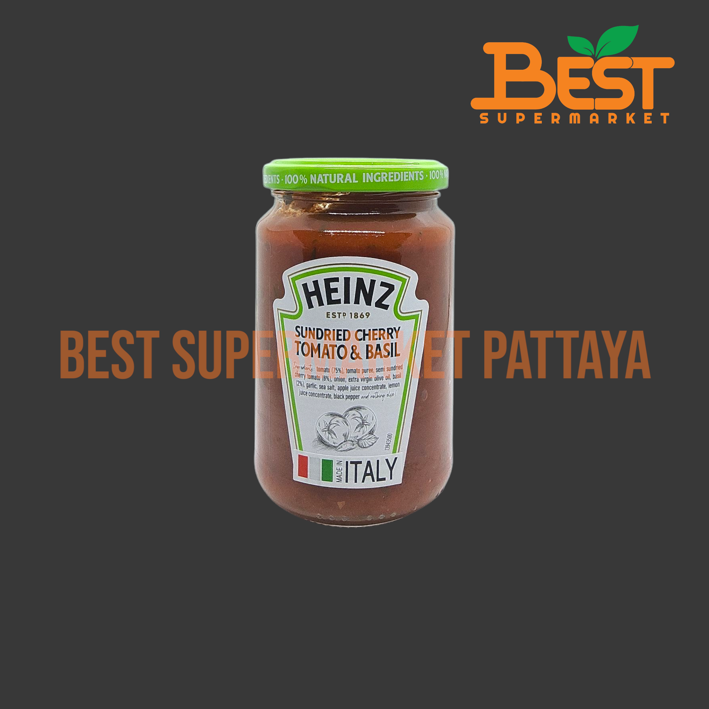 ไฮนซ์ ผลิตภัณฑ์สำหรับราดพาสต้า 350 กรัม. Heinz Sundried Cherry Tomato & Basil. 350 g.