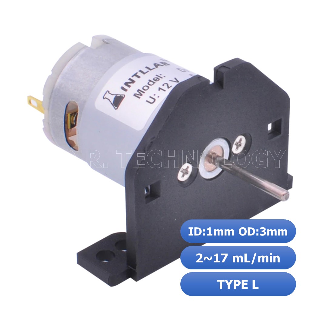 (1ชิ้น) NC454 ปั้มน้ำ ปั้มของเหลว INTLLAB Type L 12V Silicone Tube Liquid Pump ID:1mm,OD:3mm, 2~17 mL/min