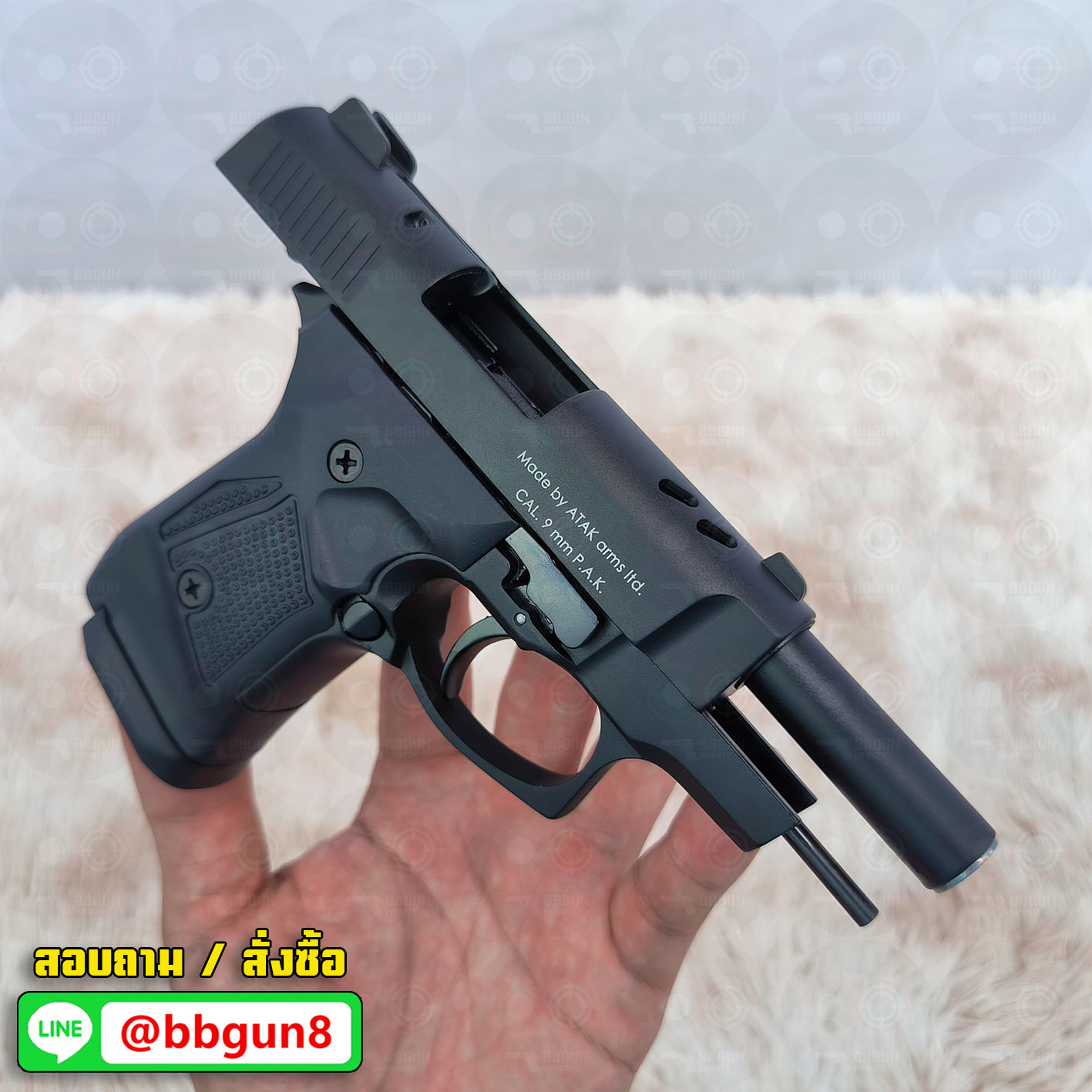 Blank GUN Zoraki 2914 - T สีดำ แบลงค์กัน (แถมกล่องใส่ปืน) รอบ EU ปลายส้ม
