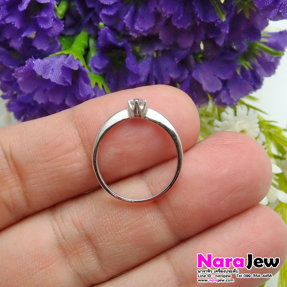 แหวนเพชร เม็ดเดี่ยว 0.20 กะรัต (20 ตัง) น้ำขาวกริ๊ป 98 VS เพชรสวย เล่นไฟวิ้งๆ
