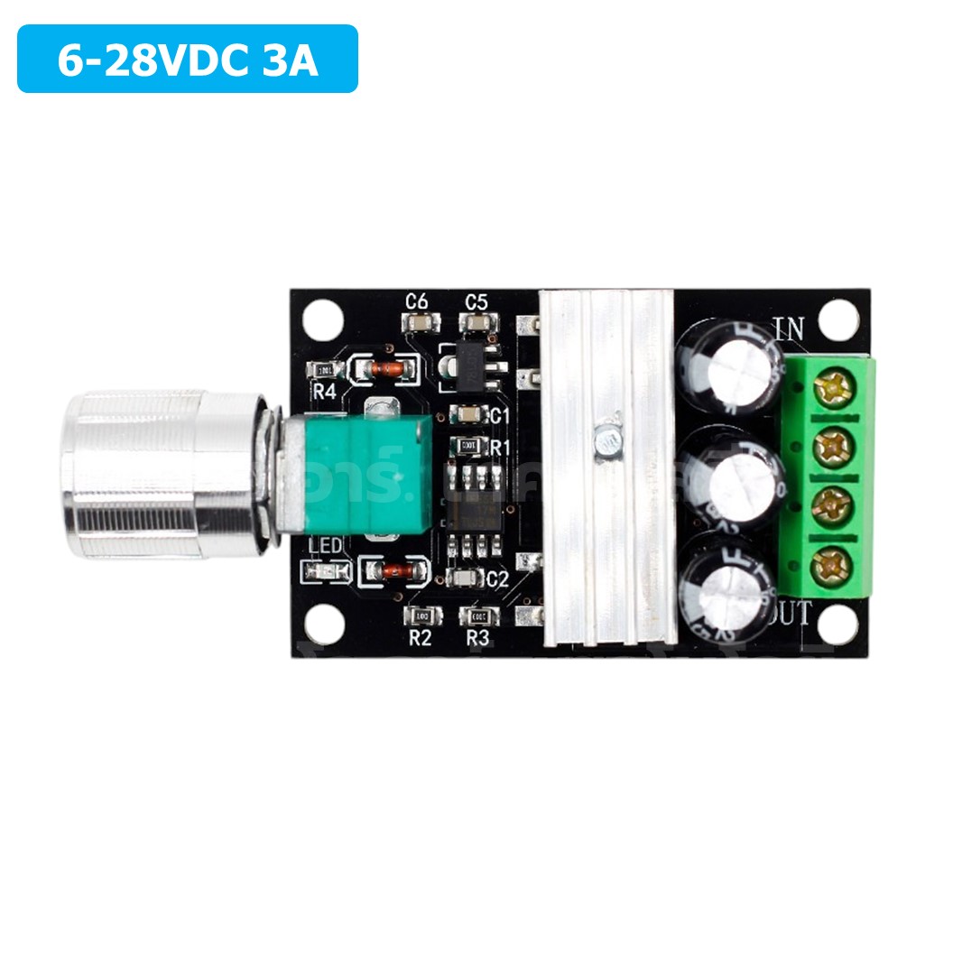 1203B-K ตัวปรับความเร็วรอบมอเตอร์ 6-28VDC 3A PWM Motor DC Speed Controller **ไม่มีสวิทช์หมุนกลับทาง 1203BK