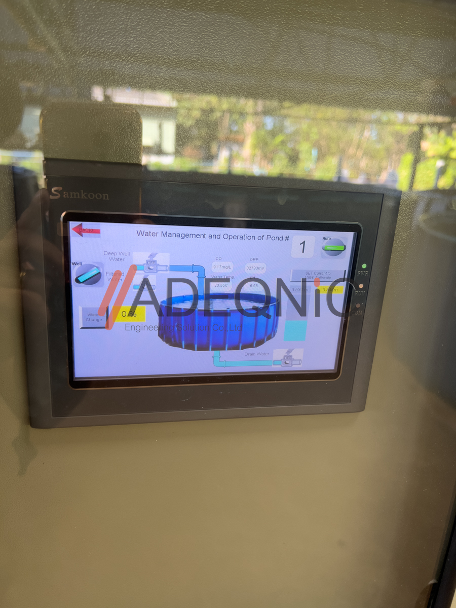 การติดตั้งระบบควบคุมการเลี้ยงปลานิล ระบบไบโอฟลอค (Biofloc) รุ่น E1-CH4-LK64MR-CONTROL ใช้งานร่วมกับ Adeqnic IoT Platform