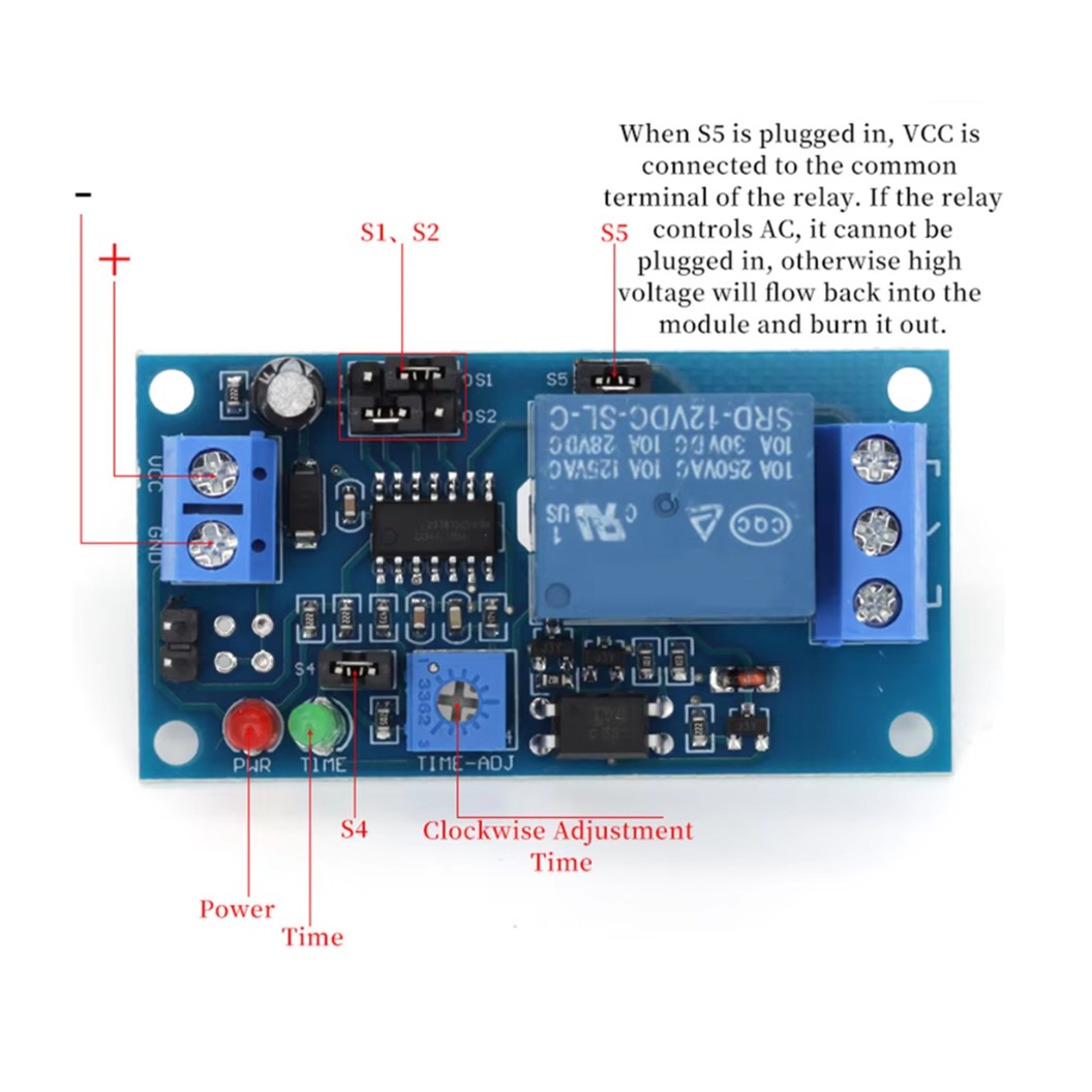 CM802 DC 5V/9V/12VDC Normally open trigger delay switch relay module DC 5V delay circuit timing vibration alarm โมดูลตั้งเวลา รีเลย์ตั้งเวลา ไทม์มิ่งรีเลย์ รีเลย์หน่วงเวลา