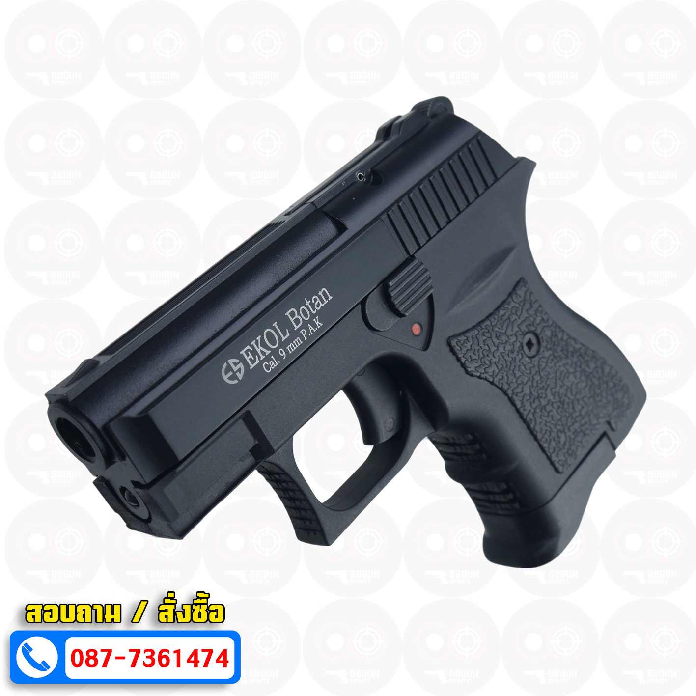 แบลงค์กัน EKOL BOTAN BLACK สีดำ 9 mm P.A.K. Blank gun (แถมกล่องใส่ปืน)