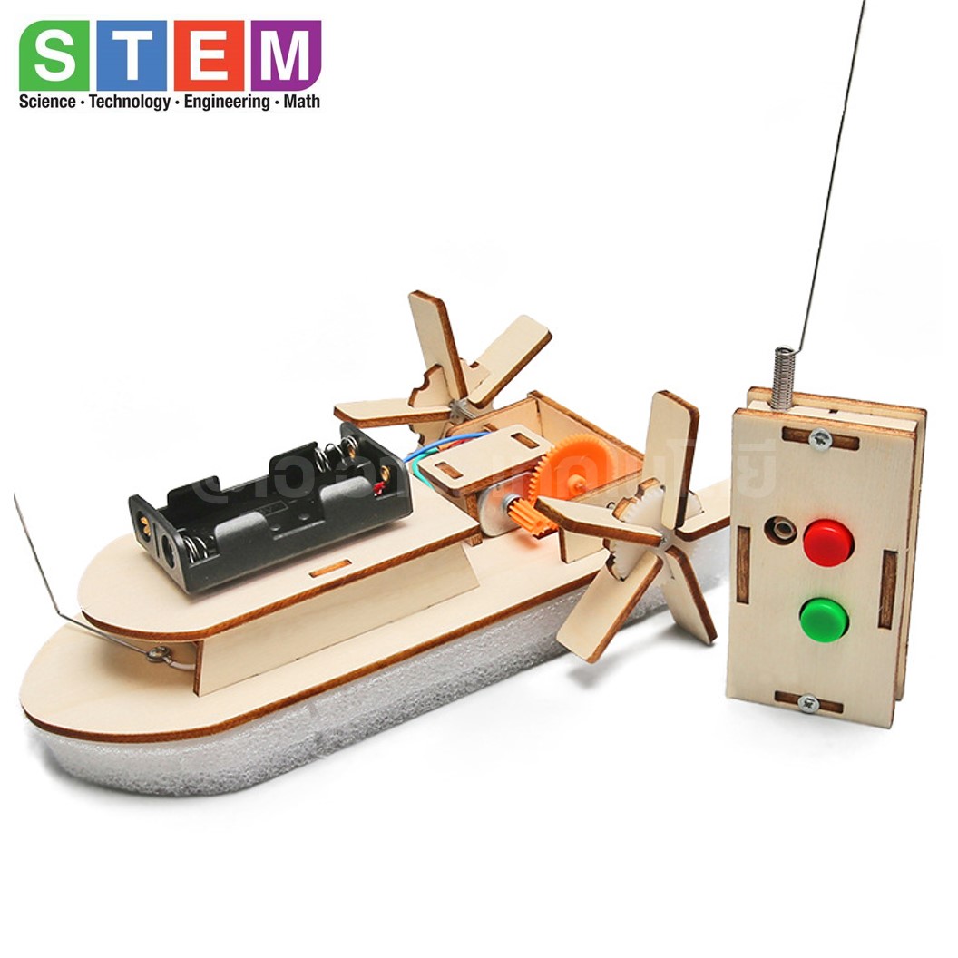 T-M318 ชุดประกอบไม้ เรือบังคับ รีโมท Remote Boat Wooden Kit STEM Education ของเล่นเสริมทักษะ เสริมพัฒนาการ ชุดเรียนรู้ ชุดทดลอง เรือไฟฟ้า บังคับ