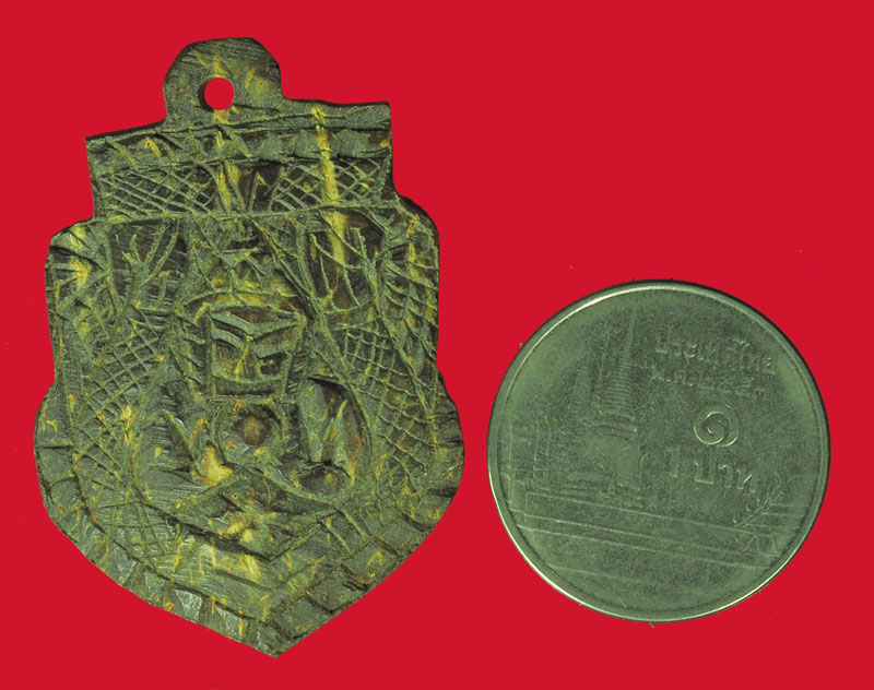 *39102 กระลาแกะ ราหูอมจันทร์ หลังจารยันต์ ศิลป์ยุคต้น หลวงพ่อพุฒ วัดกลางบางพระ นครปฐม 12